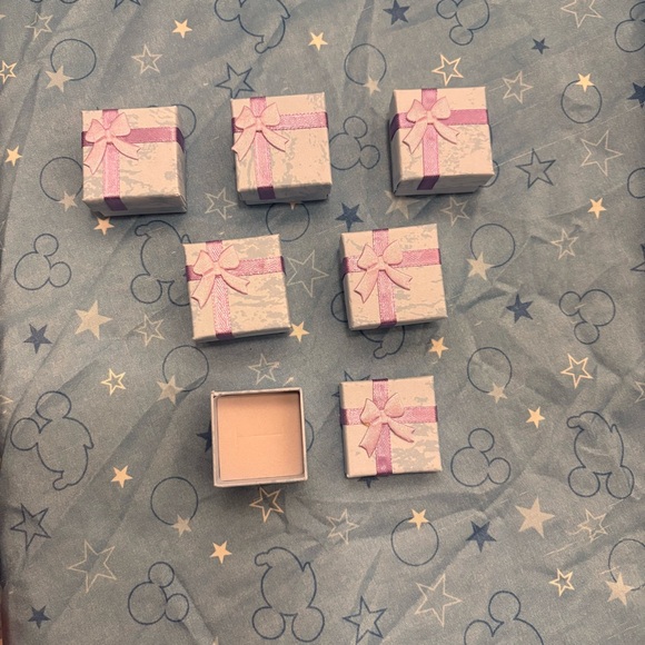 Other - Set of 6 Light Blue Gift Boxes with Purple Ribbon and white velvet insert